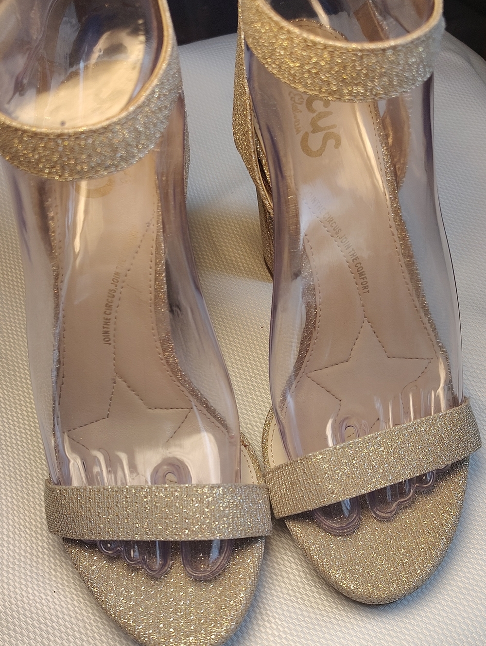 Sam Edelman Gold Glitter Ankle-Strap Heels